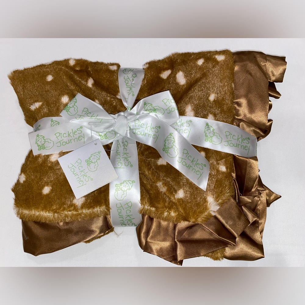 NWT Pickles Journey Fawn-Faux Fur Baby Blanket